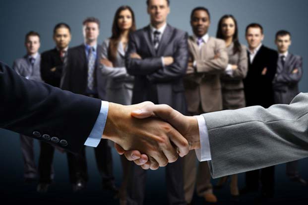 businessmen introduction handshake